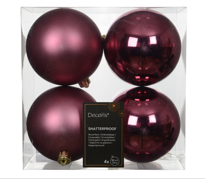 Dark Rose Bauble set 10cm Box of 4 Party Perfetto