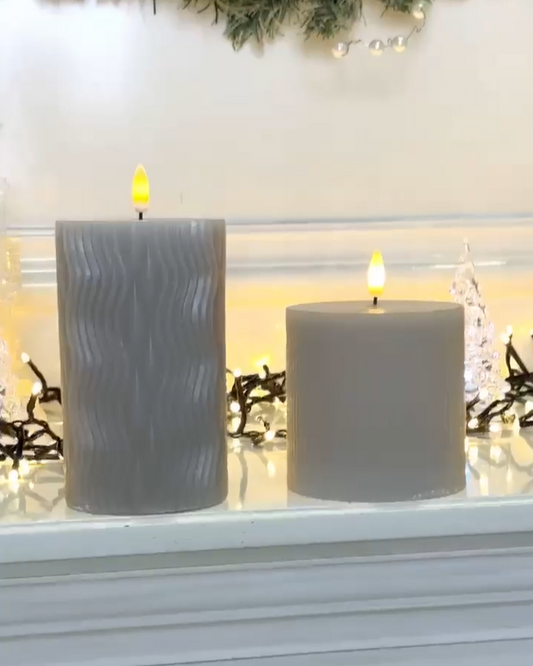 LED Grey Candles (Pack of 2)