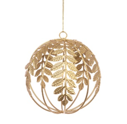 Glass Golden Wire Leaf Finial, Bauble Pack Of 2
