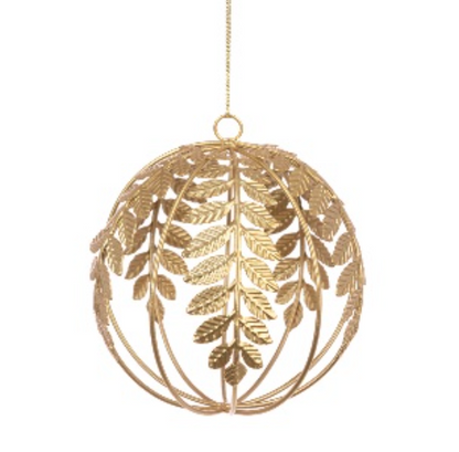 Glass Golden Wire Leaf Finial, Bauble Pack Of 2