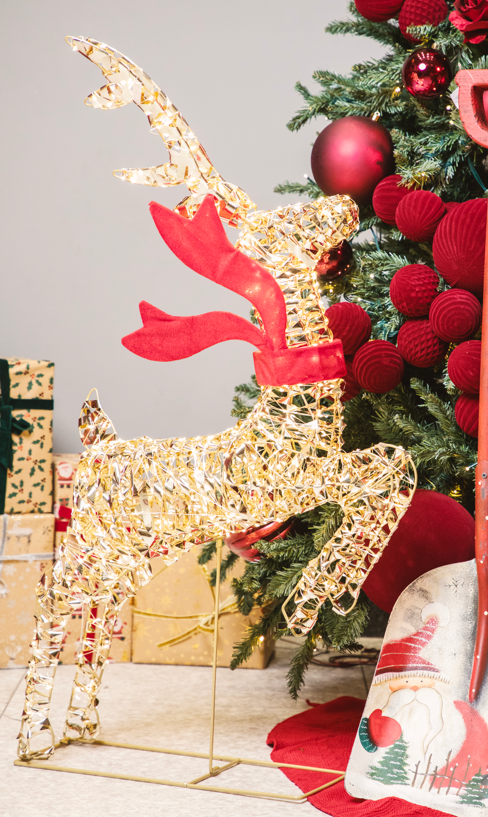 Micro LED Reindeer with Bow (H.100cm) Party Perfetto