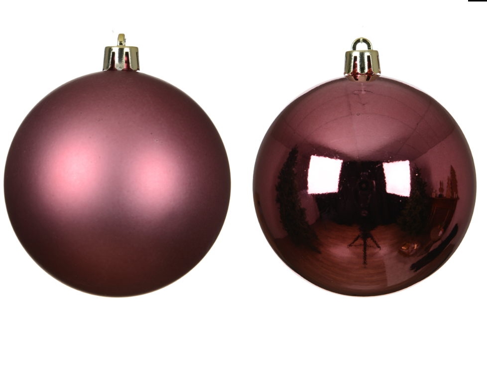 Dark Rose Bauble set 10cm Box of 4 Party Perfetto