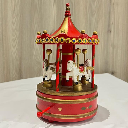 Wooden Style Christmas Carousel With Music Only 1 Available Party Perfetto
