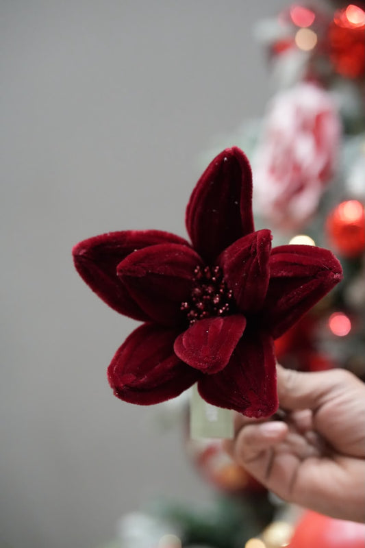 Poinsettia Clip Flower 20Cm Pack Of 1 Party Perfetto