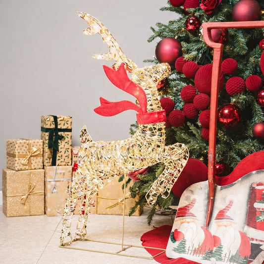 Micro LED Reindeer with Bow (H.100cm) Party Perfetto
