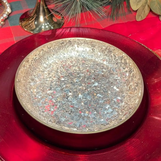 Glitter Golden Decor plate 2 Size Opt. Party Perfetto