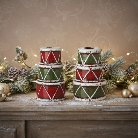 CERAMIC DRUM CANDLE HOLDER (SET OF 2) Party Perfetto