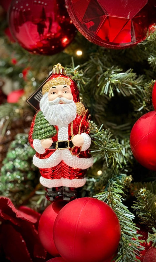 Red Glitter Hanging Santa Without Movement (Pack of 1) Party Perfetto
