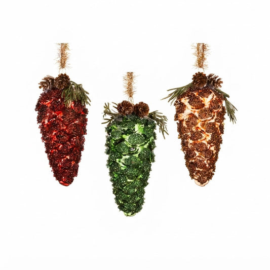 Transparent Pinecone with  bow on top (Pack of 3) Party Perfetto