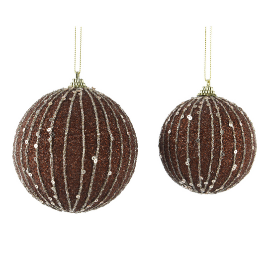 Espresso Glitter Bauble  10cm  (Pack of 12)