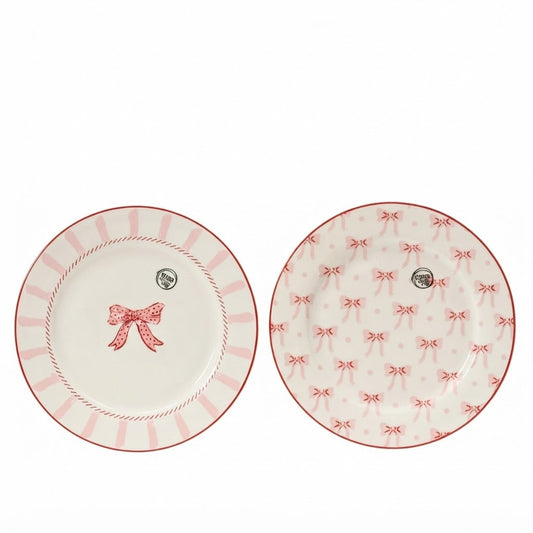 Pink Bow Printed Dinner Plate Pack of 2 D 26cm Party Perfetto