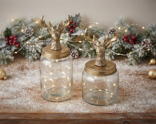 DEER TOP GLASS JAR  SET OF 2 Party Perfetto