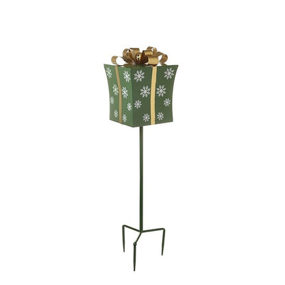 RED & GREEN CHRISTMAS PRESENT STAKE (SET OF 2)