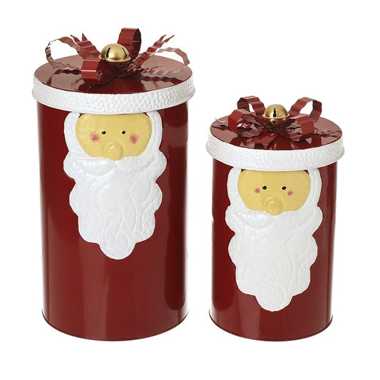 RED SANTA CANISTER SET OF 2