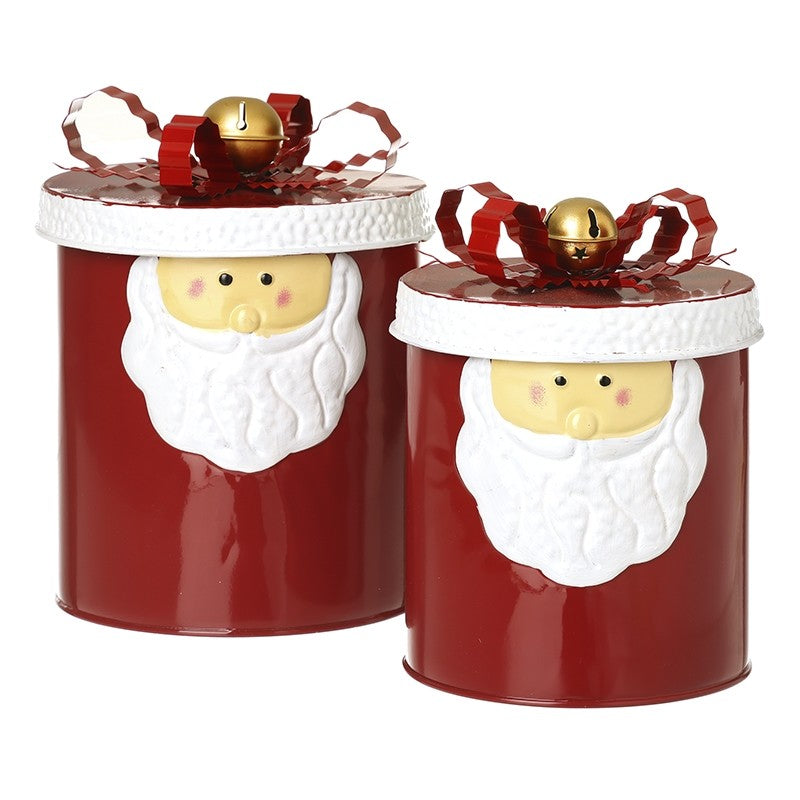 RED SANTA CANISTER SET OF 2