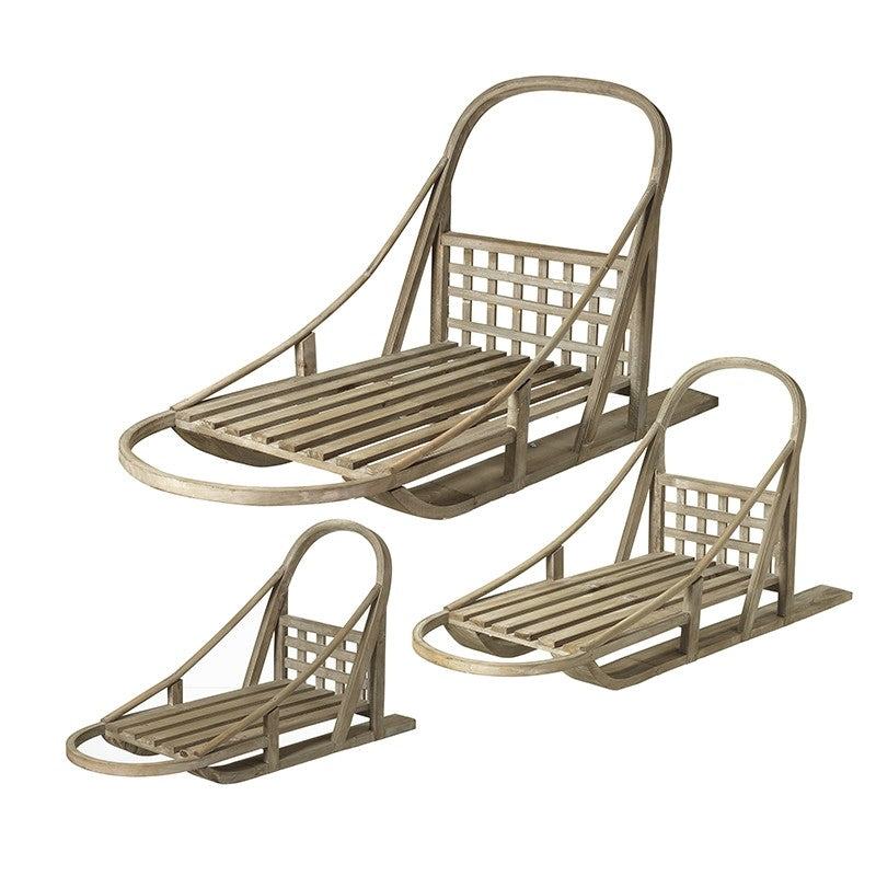 WOODEN SLEIGH (SET OF 3)