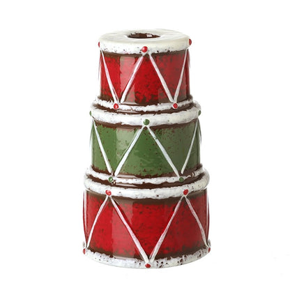 CERAMIC DRUM CANDLE HOLDER (SET OF 2)