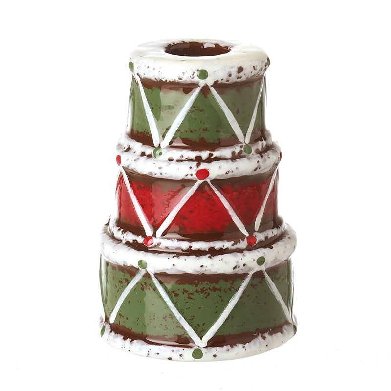 CERAMIC DRUM CANDLE HOLDER (SET OF 2)