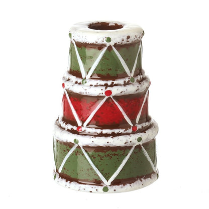 CERAMIC DRUM CANDLE HOLDER (SET OF 2)