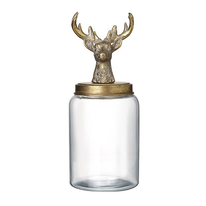 DEER TOP GLASS JAR (SET OF 2)
