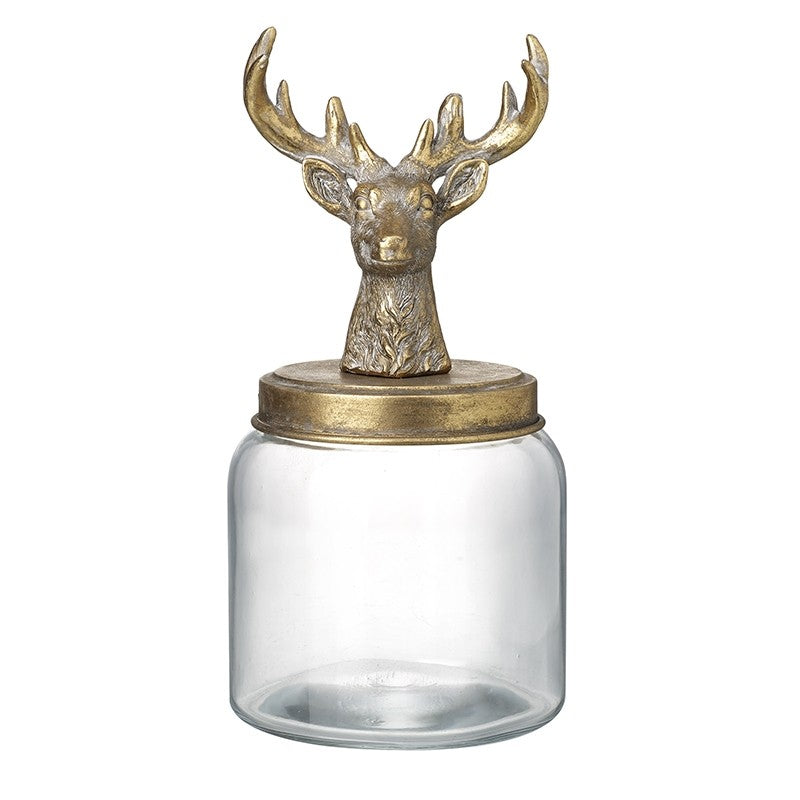 DEER TOP GLASS JAR (SET OF 2)