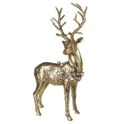 STANDING & SITTING  GOLD STAG WITH BAUBLES (SET OF 2)