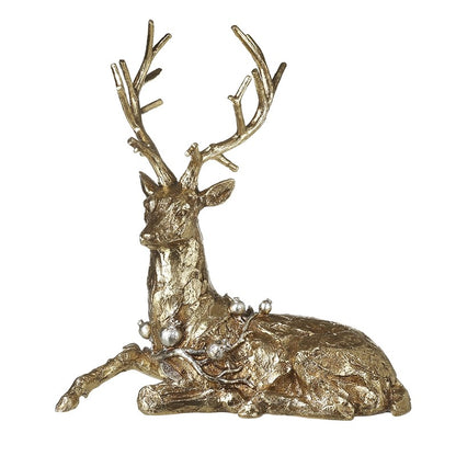 STANDING & SITTING  GOLD STAG WITH BAUBLES (SET OF 2)