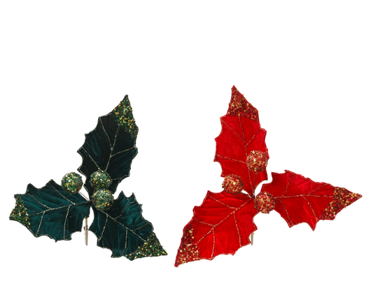 Velvet Glitter Holly  Flower