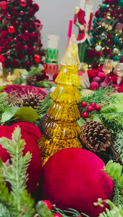 Rotating Micro LED Tree (Red & Gold 33cm) (2Color Opt.)