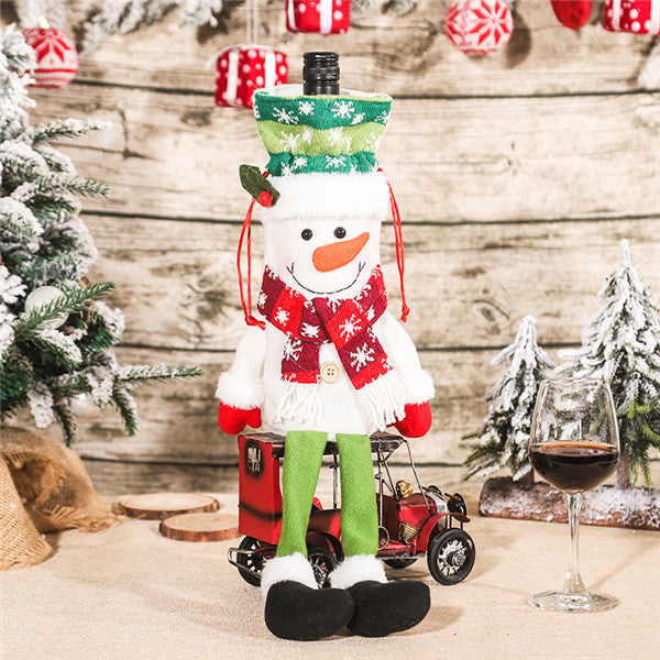 Santa and Snowman Wine Bottle Covers